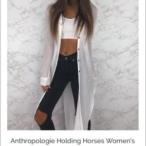 Anthropologie White Sheer Maxi Tunic